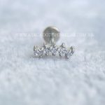 Labret Aço Rosca Interna Cluster Zircônias - Imagem 4