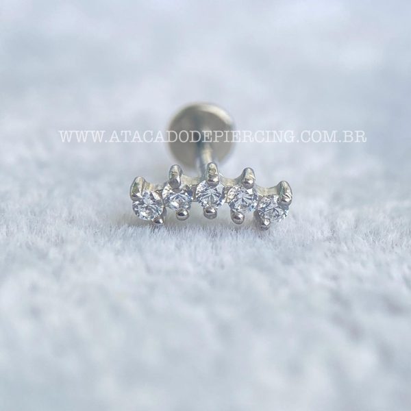 Labret Aço Rosca Interna Cluster Zircônias - Imagem 4