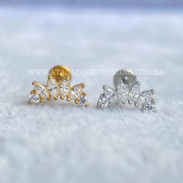 Labret Aço Rosca Interna Cluster Zircônias - Imagem 1