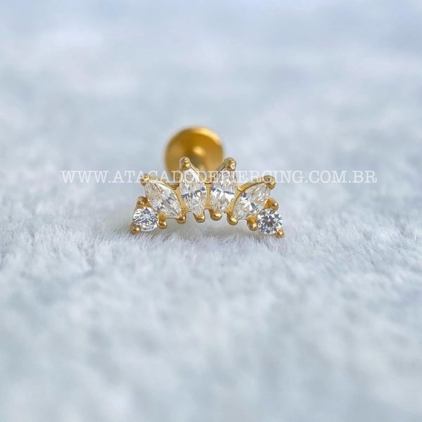 Labret Aço Rosca Interna Cluster Zircônias - Imagem 2