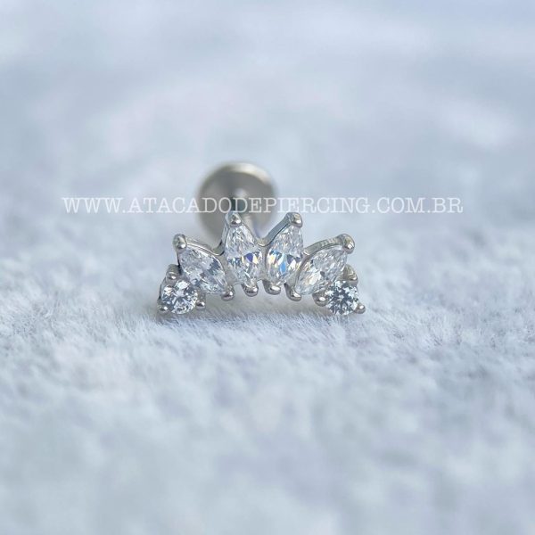 Labret Aço Rosca Interna Cluster Zircônias - Imagem 4
