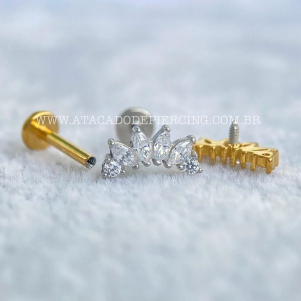 Labret Aço Rosca Interna Cluster Zircônias - Imagem 3