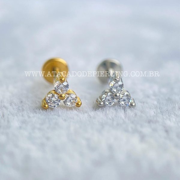 Labret Aço Rosca Interna Trinity Zircônias - Imagem 1