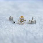 Labret Aço Rosca Interna Flor Zircônias - Imagem 3