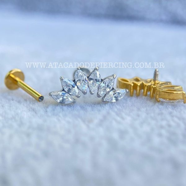 Labret Aço Rosca Interna Cluster Zircônias - Imagem 3