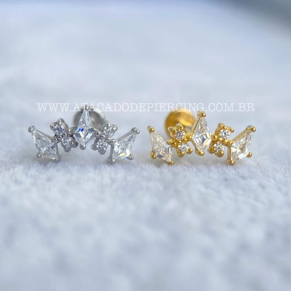 Labret Aço Rosca Interna Cluster Zircônias - Imagem 1