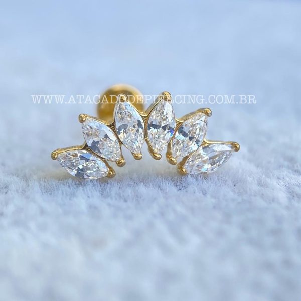 Labret Aço Rosca Interna Cluster Zircônias - Imagem 2
