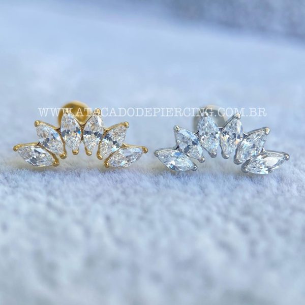 Labret Aço Rosca Interna Cluster Zircônias - Imagem 1