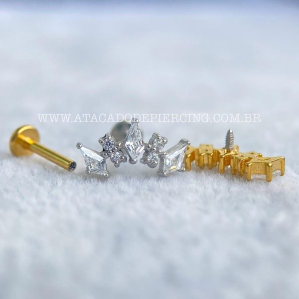 Labret Aço Rosca Interna Cluster Zircônias - Imagem 3