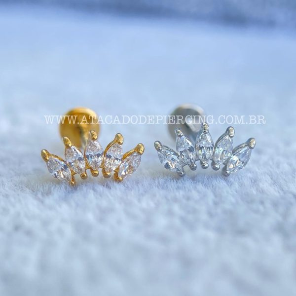 Labret Aço Rosca Interna Cluster Zircônias - Imagem 1