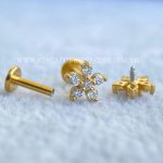 Labret Aço Rosca Interna Flor Zircônias - Imagem 3