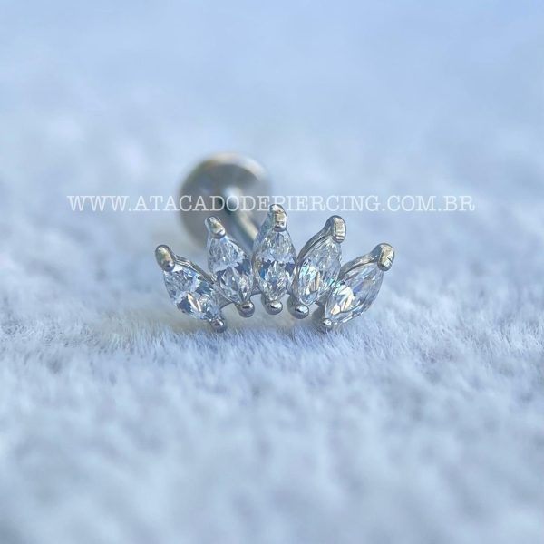 Labret Aço Rosca Interna Cluster Zircônias - Imagem 4