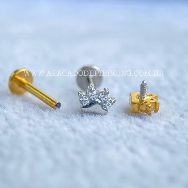 Labret Aço Rosca Interna Patinha Zircônias - Imagem 3