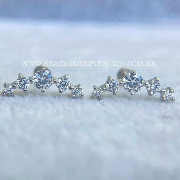 Labret Aço Rosca Interna Cluster Zircônias - Imagem 1
