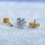Labret Aço Rosca Interna Flor Zircônias - Imagem 3