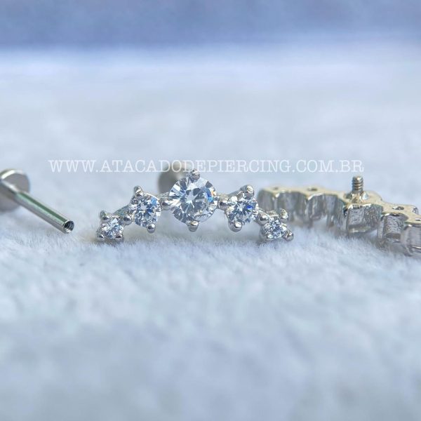Labret Aço Rosca Interna Cluster Zircônias - Imagem 2