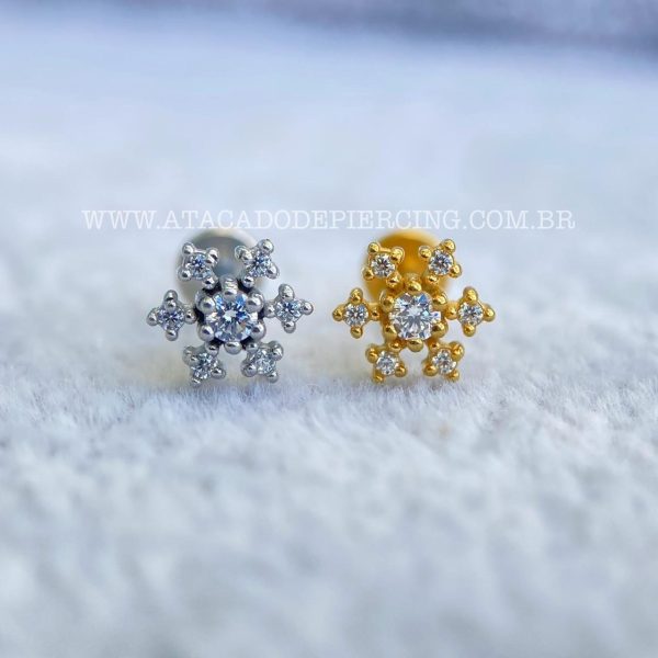 Labret Aço Rosca Interna Flor Zircônias - Imagem 1