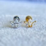 Labret Aço Rosca Interna Flor de Lotus Zircônias