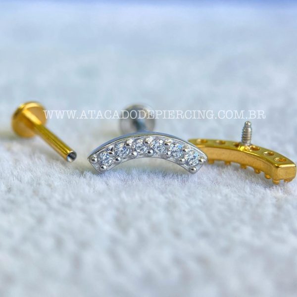 Labret Aço Rosca Interna Cluster Zircônias - Imagem 3