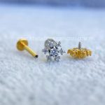 Labret Aço Rosca Interna Flor Zircônias - Imagem 3