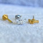Labret Aço Rosca Interna Flor de Lotus Zircônias - Imagem 3