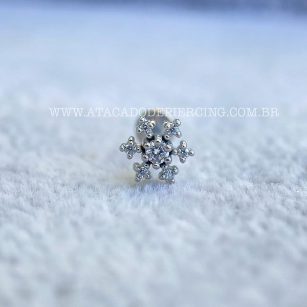 Labret Aço Rosca Interna Flor Zircônias - Imagem 4