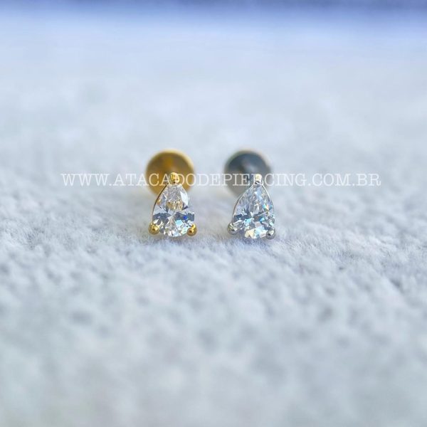 Labret Aço Rosca Interna Zircônia Gota - Imagem 1