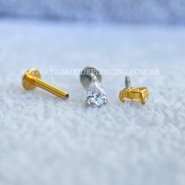 Labret Aço Rosca Interna Zircônia Gota - Imagem 3
