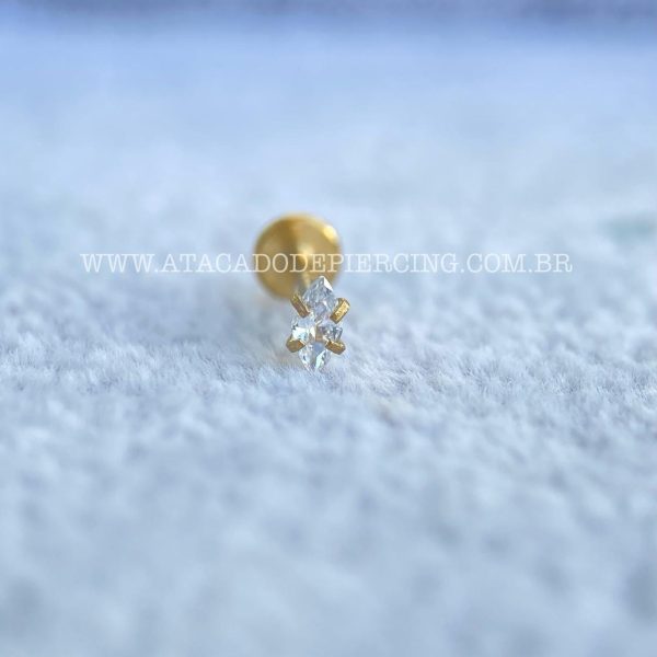 Labret Aço Rosca Interna Zircônia Navete - Imagem 2