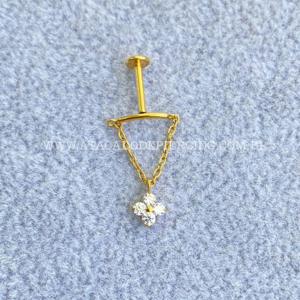 Labret Rosca Interna Titânio Corrente Zircônia - Imagem 5