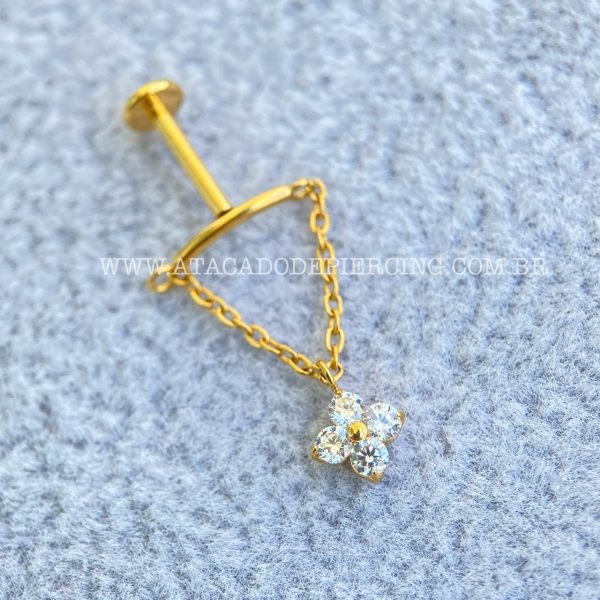 Labret Rosca Interna Titânio Corrente Zircônia - Imagem 1