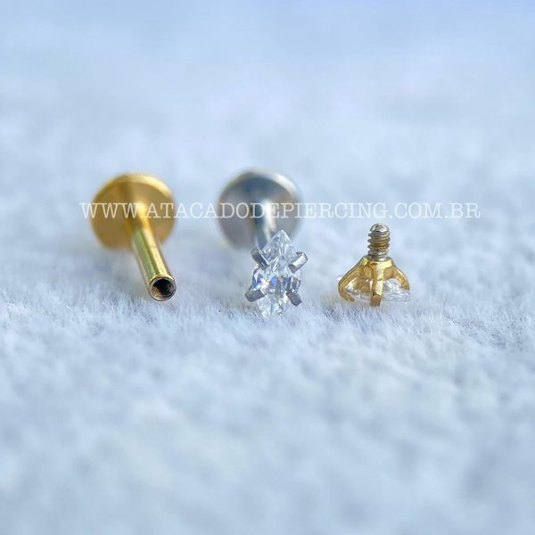 Labret Aço Rosca Interna Zircônia Navete - Imagem 3