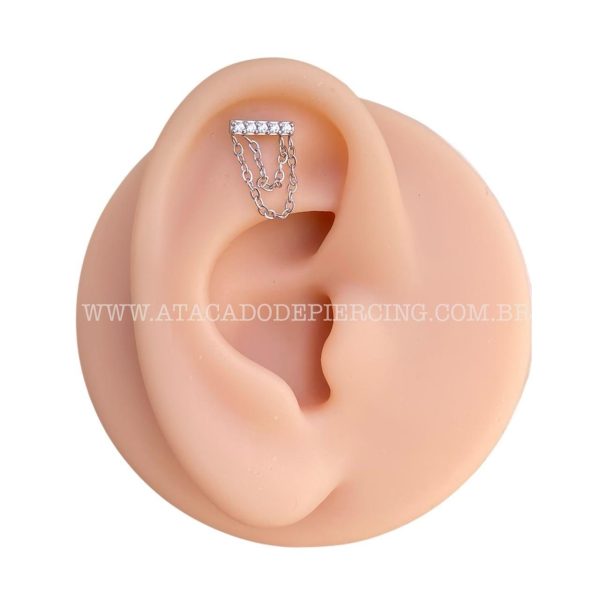 Labret Aço Rosca Interna Barra Zircônias - Imagem 4