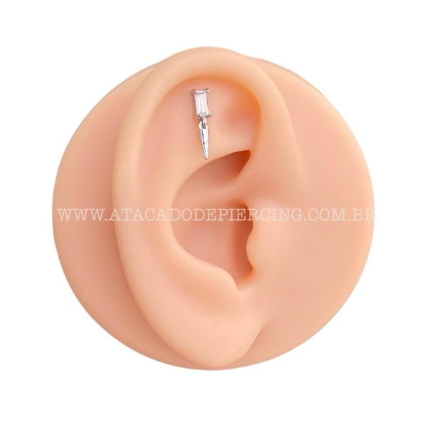 Labret Aço Rosca Interna Zircônia Baguete Pingente Spike - Imagem 4