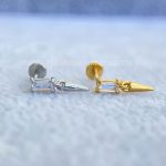Labret Aço Rosca Interna Zircônia Baguete Pingente Spike