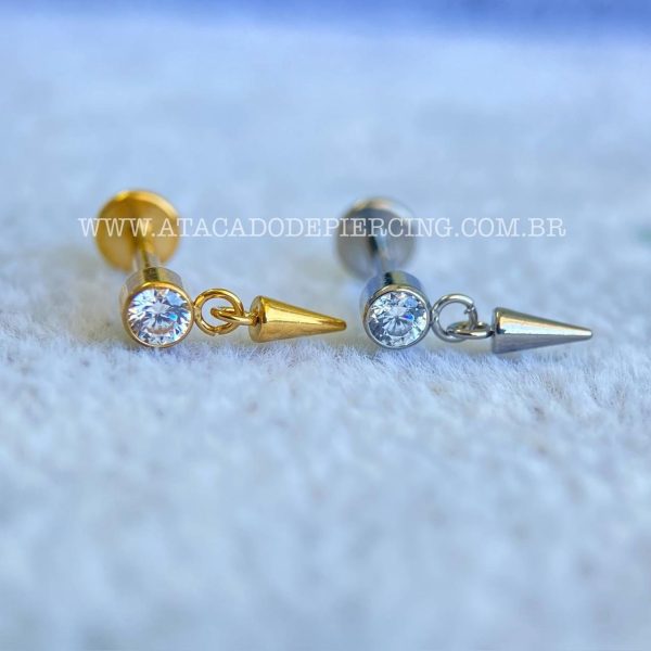 Labret Rosca Interna Titânio Zircônia Pingente Spike - Imagem 1