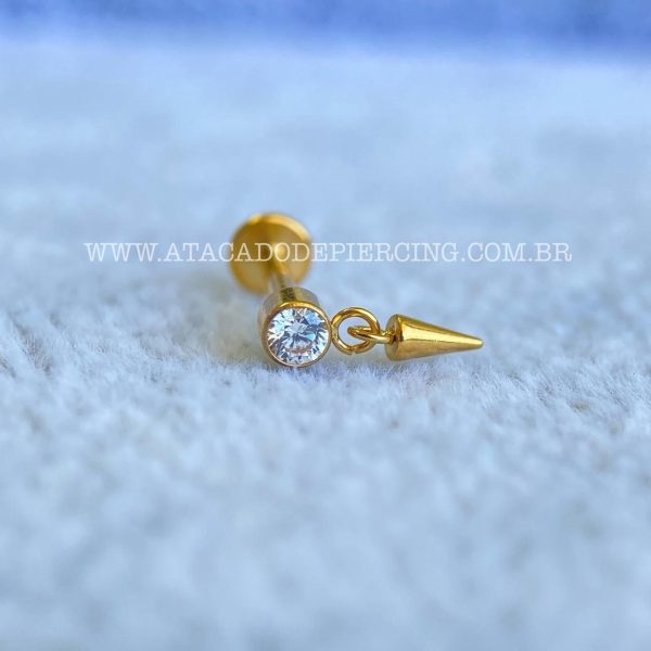 Labret Rosca Interna Titânio Zircônia Pingente Spike - Imagem 2
