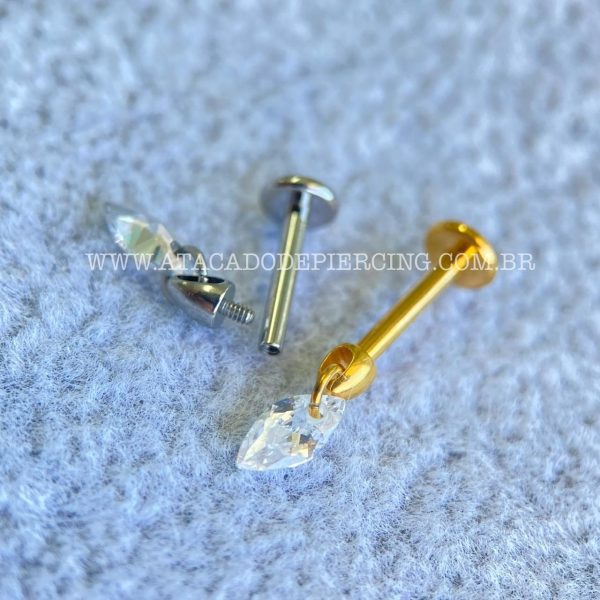 Labret Rosca Interna Titânio Pingente Zircônia - Imagem 2
