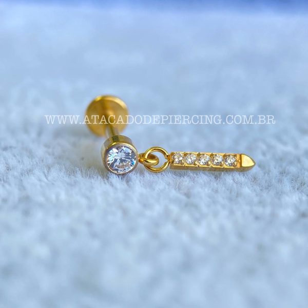 Labret Rosca Interna Titânio Pingente Zircônias - Imagem 2