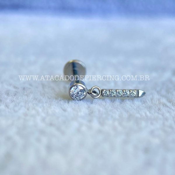 Labret Rosca Interna Titânio Pingente Zircônias - Imagem 4