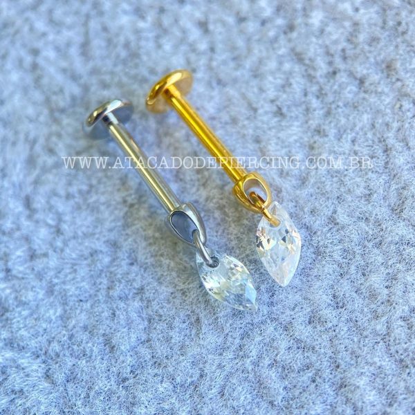Labret Rosca Interna Titânio Pingente Zircônia - Imagem 7