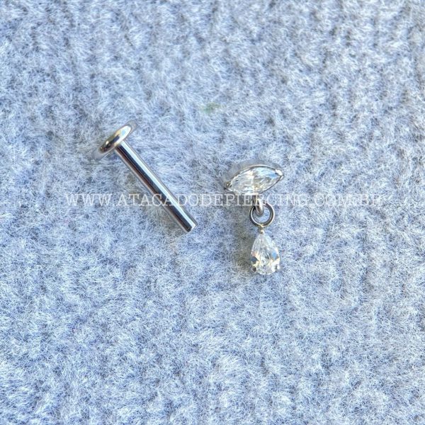 Labret Rosca Interna Titânio Pingente Zircônia - Imagem 4