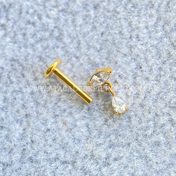 Labret Rosca Interna Titânio Pingente Zircônia - Imagem 2