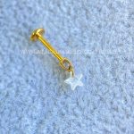 Labret Rosca Interna Titânio Pingente Zircônia Estrela - Imagem 3