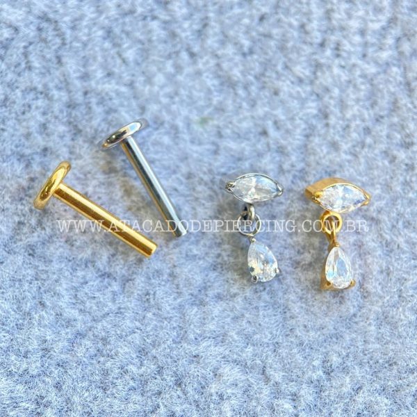 Labret Rosca Interna Titânio Pingente Zircônia - Imagem 1