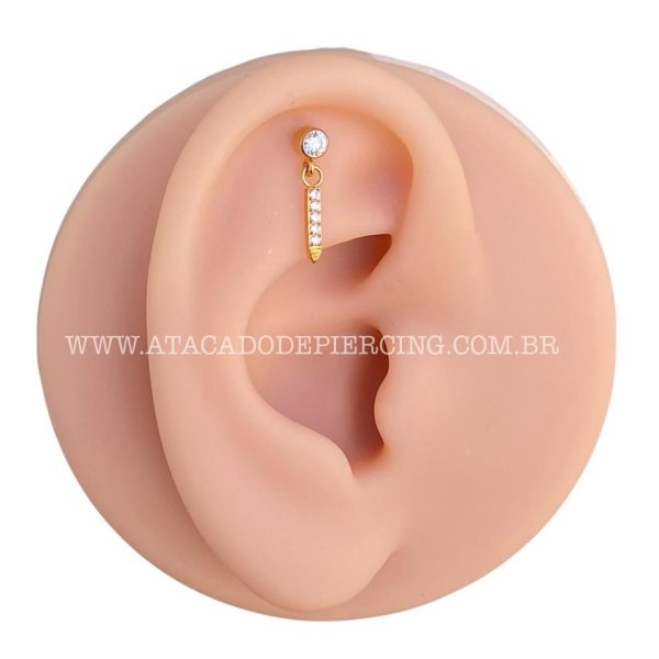 Labret Rosca Interna Titânio Pingente Zircônias - Imagem 3