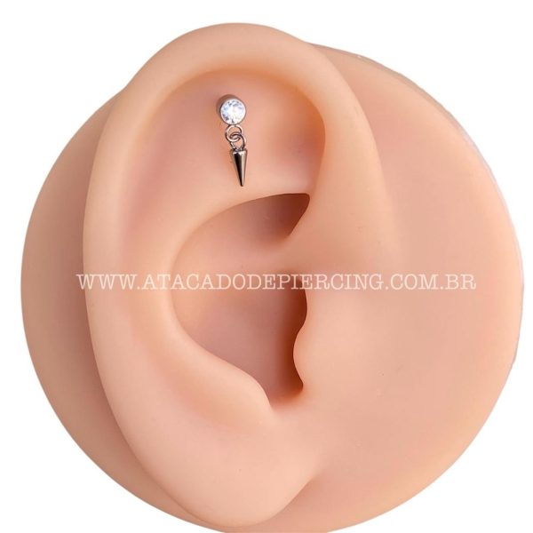 Labret Rosca Interna Titânio Zircônia Pingente Spike - Imagem 5