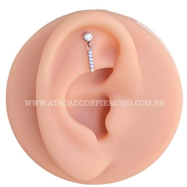 Labret Rosca Interna Titânio Pingente Zircônias - Imagem 6