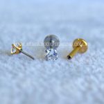 Labret Push Pin Titânio Ponto de Luz Zircônia - Imagem 2