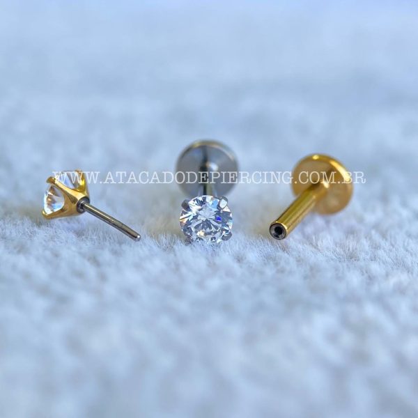 Labret Push Pin Titânio Ponto de Luz Zircônia - Imagem 2